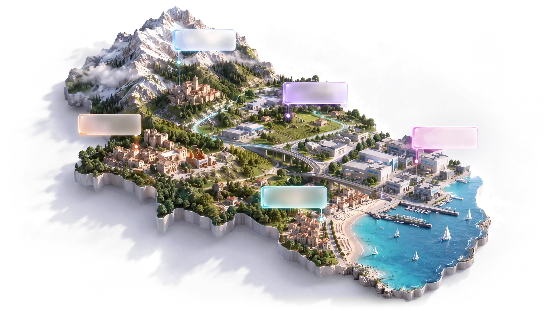 Mappa 3D dell'Abruzzo, dal Gran Sasso alla costa adriatica.